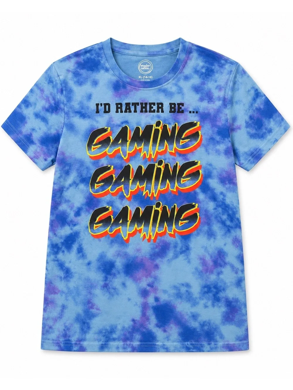 Wonder Nation Kids XL 14-16 Gaming Tie Dye T-Shirt Blue Graphic Tee NWT